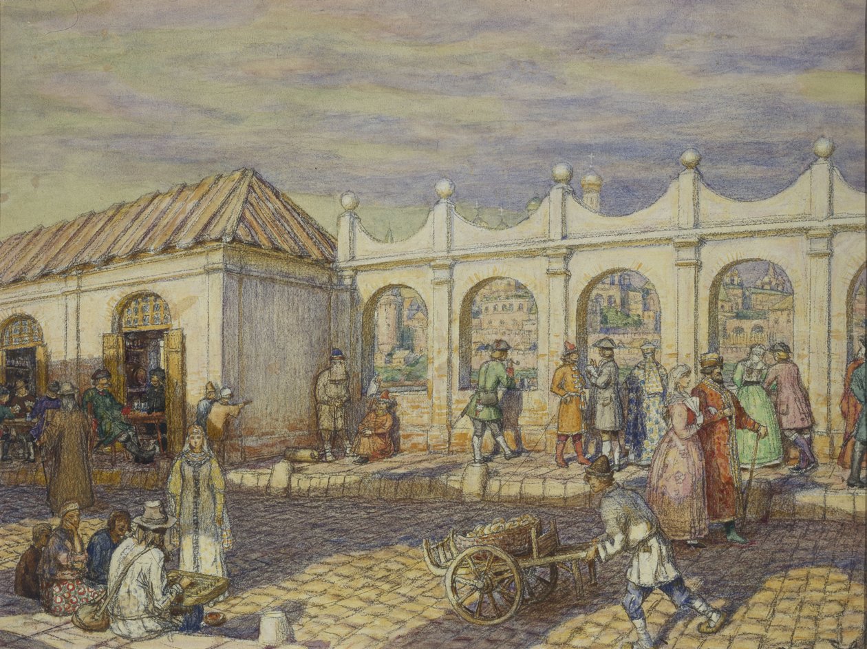 1901年彼得一世时代的石桥 作者 阿波利纳里（Apollinari Mikhailovich Vasnetsov）