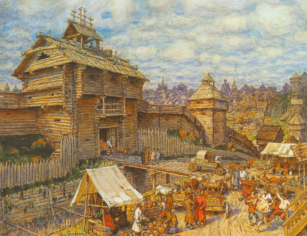 14世纪的莫斯科木城 作者 阿波利纳里（Apollinari Mikhailovich Vasnetsov）