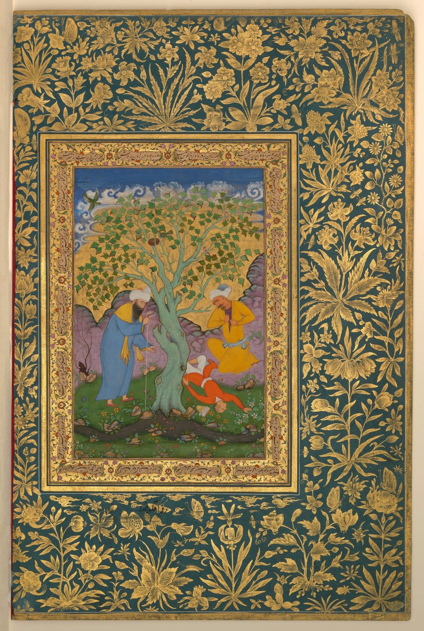 Aqa Riza，一个从树上堕落的青年，来自Shah Jahan专辑的Folio 作者 阿卡里扎（Aqa Riza）
