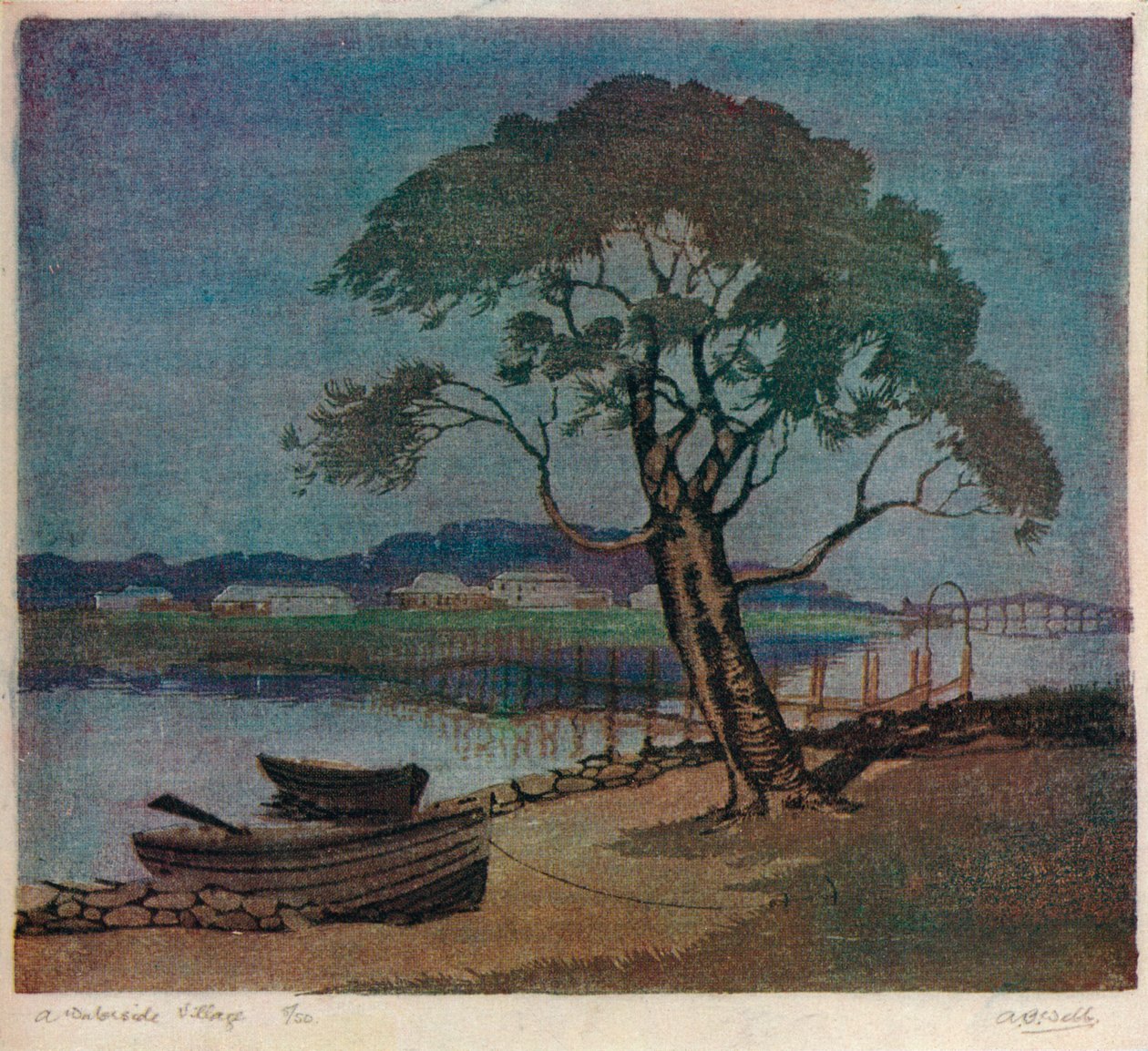 水边村》，约1921年 作者 阿奇博尔德·伯特伦·韦伯