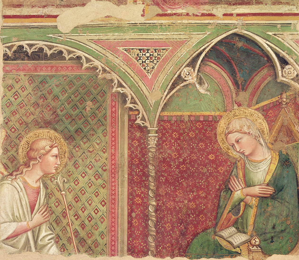报喜的细节，c.1370 作者 阿雷蒂诺（Aretino）Luca Spinello或Spinelli