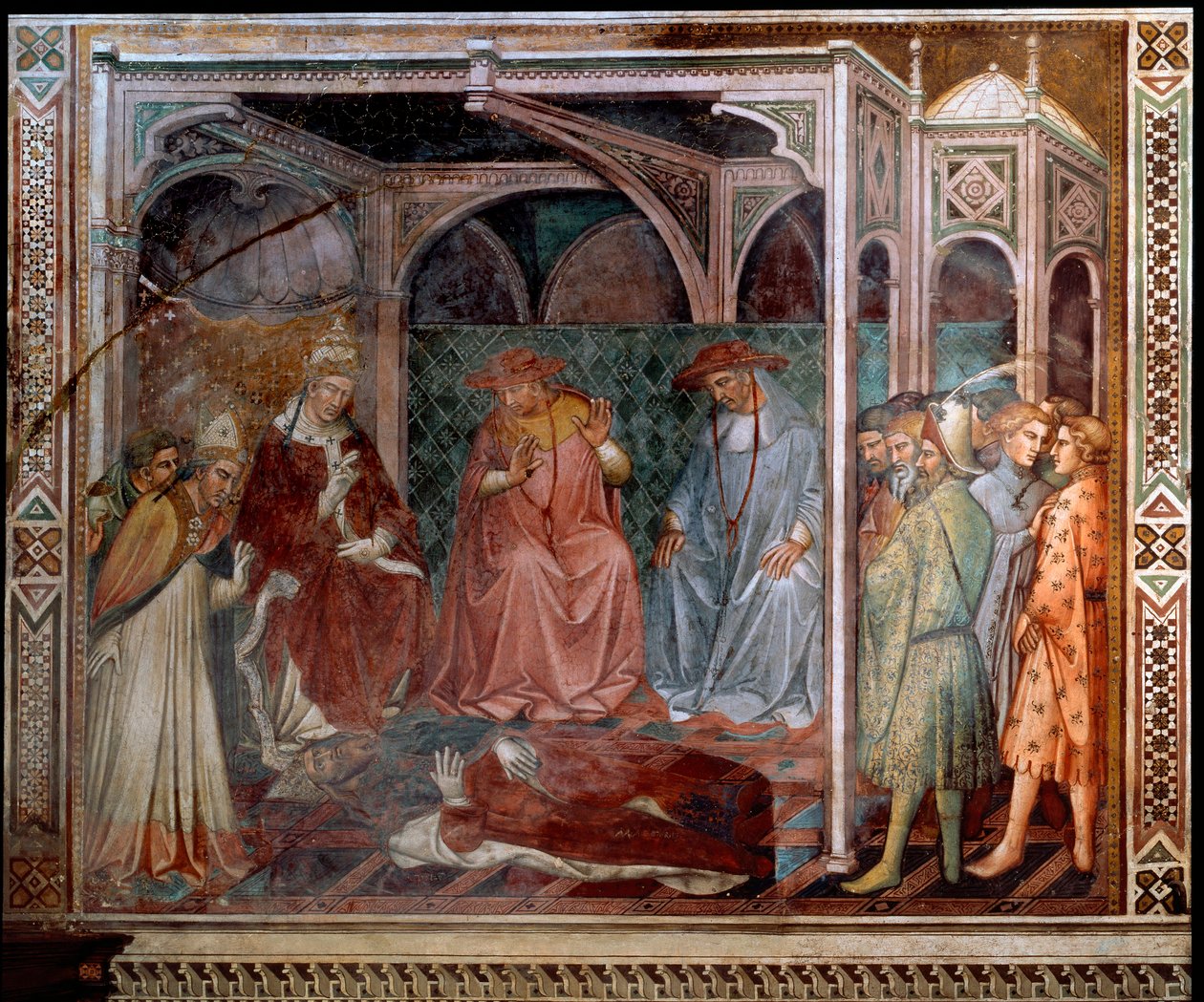 Emperor Frederic Barberossa submits to Pope Alexander III, which leads to the 3rd Lateran Council of 1179 (Fresco 作者 阿雷蒂诺（Aretino）Luca Spinello或Spinelli