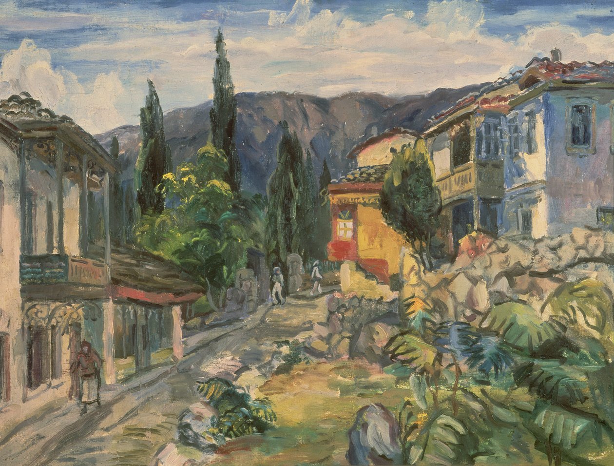1932年在雅尔塔的塔塔尔街 作者 阿里斯塔克（Aristarkh Vasilievic Lentulov）