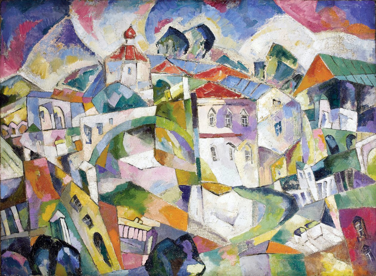 立体派风景，约1910年（布面油画） 作者 阿里斯塔克（Aristarkh Vasilievic Lentulov）