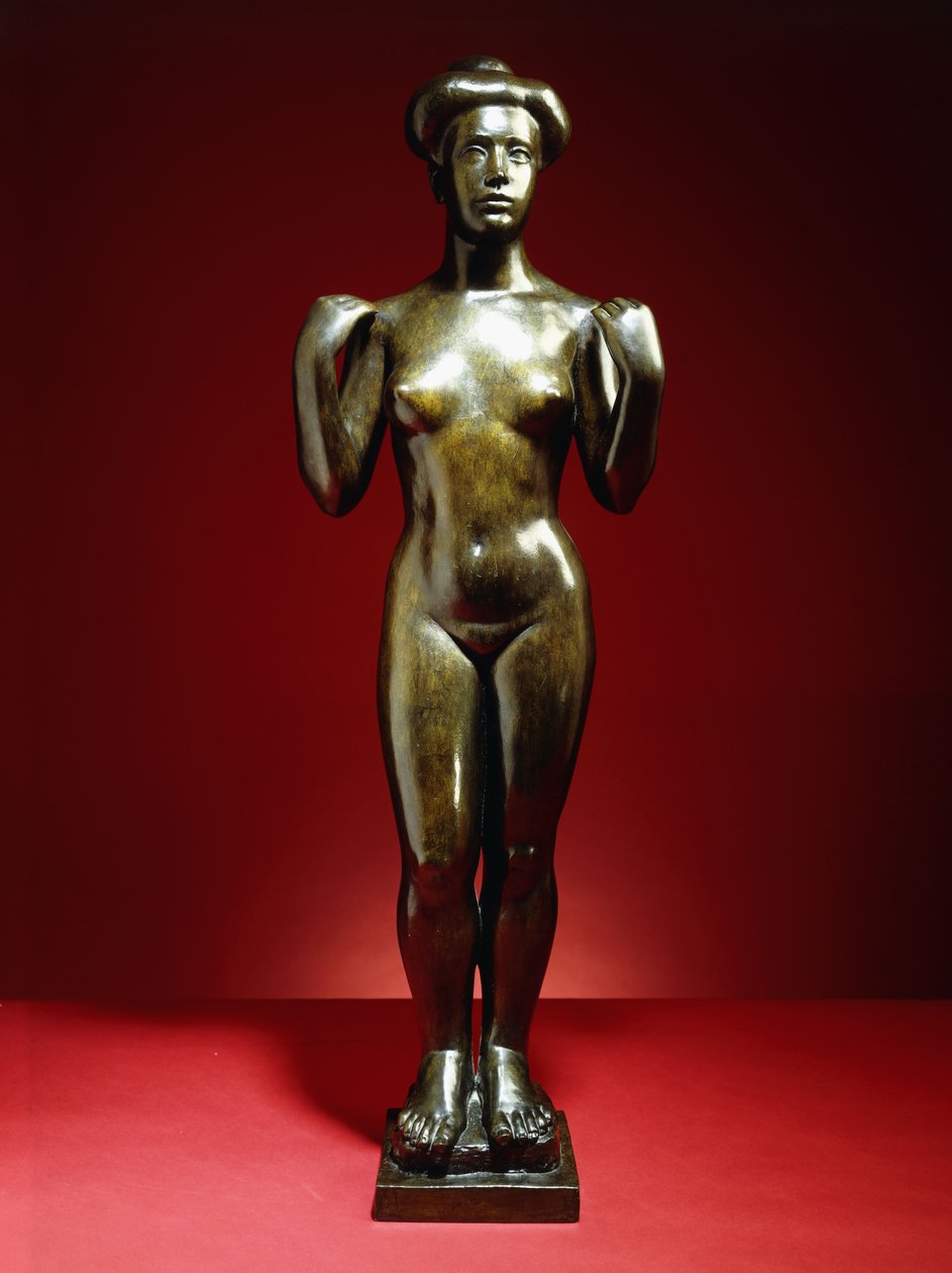 游泳者，举起手臂； Baigneuse，aux Bras Leves，约1900年（青铜色和绿褐色铜绿） 作者 阿里斯蒂德·马约尔