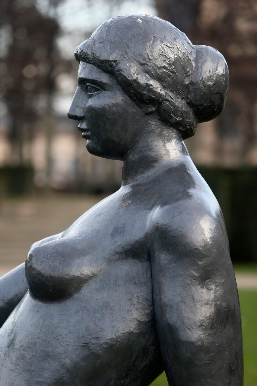 杜乐丽花园，阿里斯蒂德·马约尔，细长的女孩，青铜 1921，细节，巴黎，法国（照片） 作者 阿里斯蒂德·马约尔