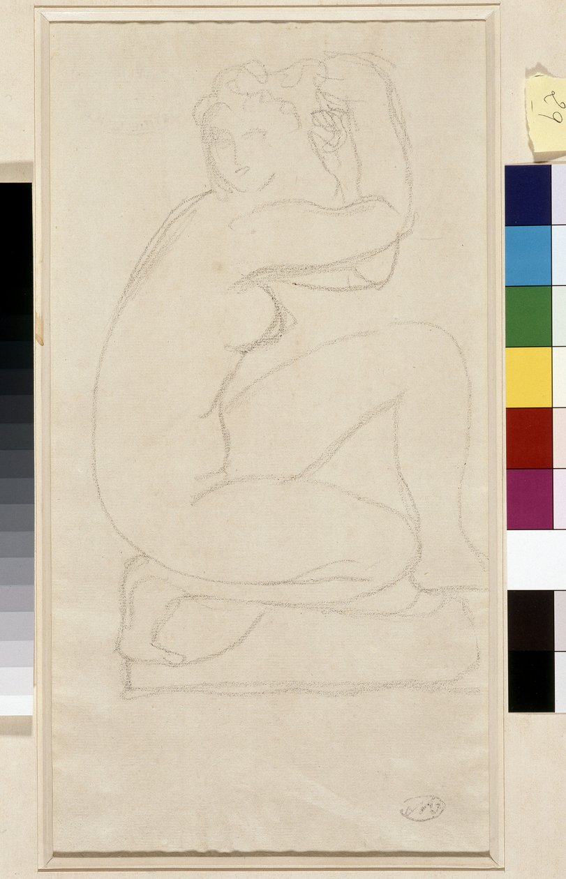 裸发。 阿里斯蒂德·马约尔 (1861-1944) 的绘画。 纸上铅。 昏暗：34x18.5cm。 坎蒂尼博物馆，马赛 作者 阿里斯蒂德·马约尔