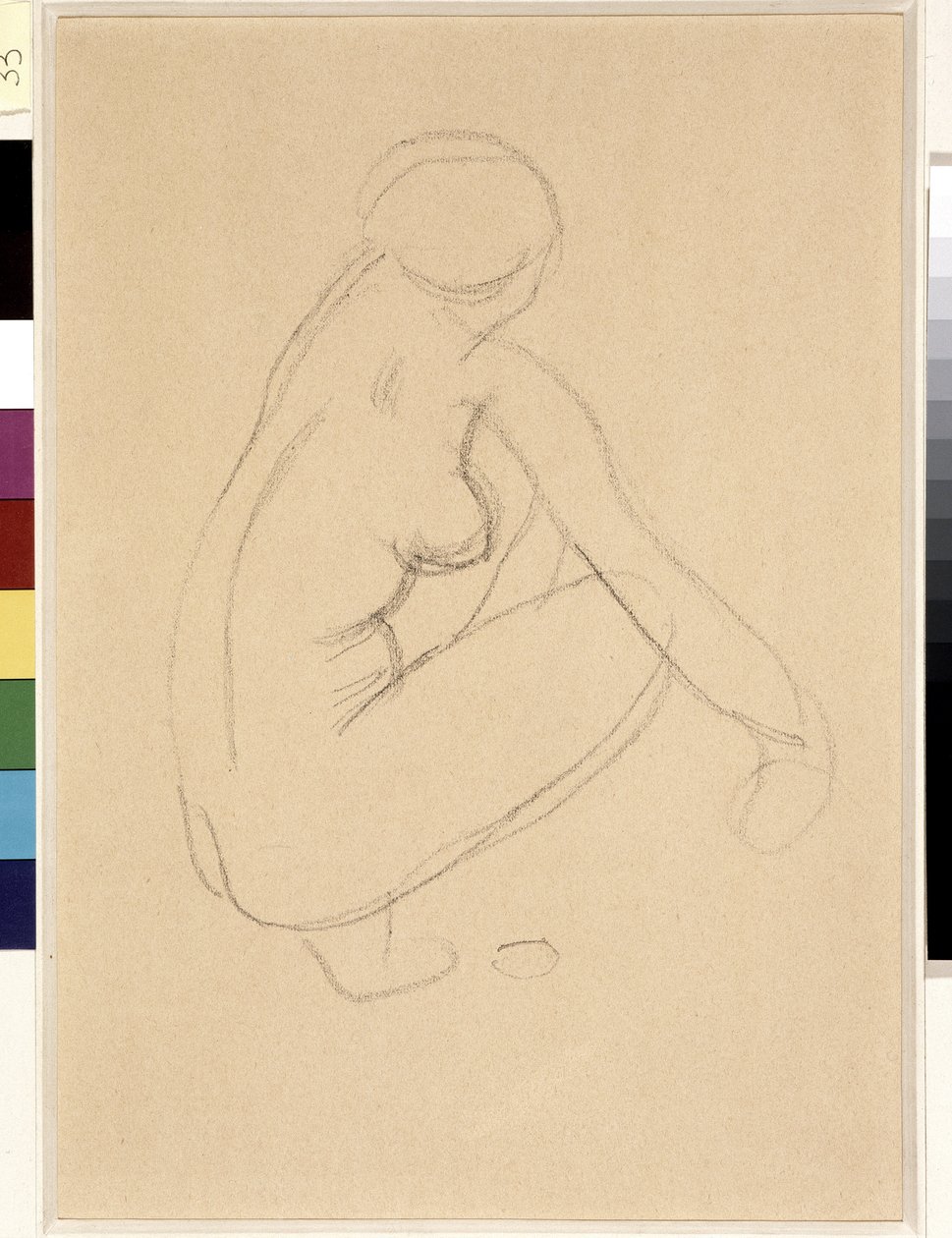 裸蹲。 阿里斯蒂德·马约尔 (1861-1944) 的绘画。 铅笔在纸上。 尺寸：32x23cm。 坎蒂尼博物馆，马赛 作者 阿里斯蒂德·马约尔