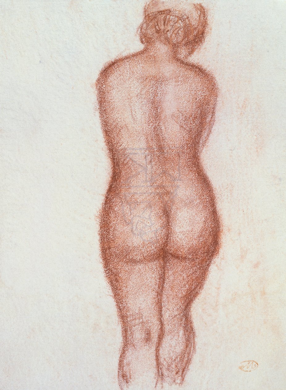 从后面站着的裸体（纸上粉笔画） 作者 阿里斯蒂德·马约尔
