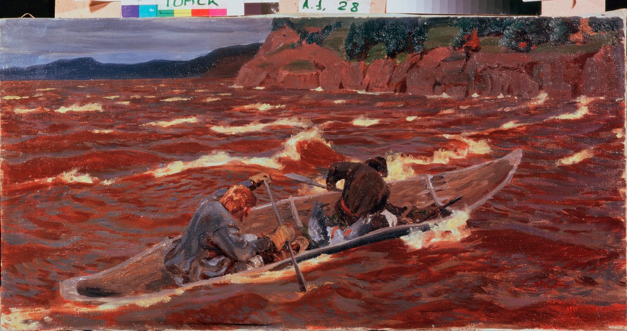 在船上阿尔卡迪（阿尔卡季）-亚历山德罗维奇-雷罗夫（1870-1939 年）的画作，布面油画 作者 Arkadij Aleksandrovic Rylov