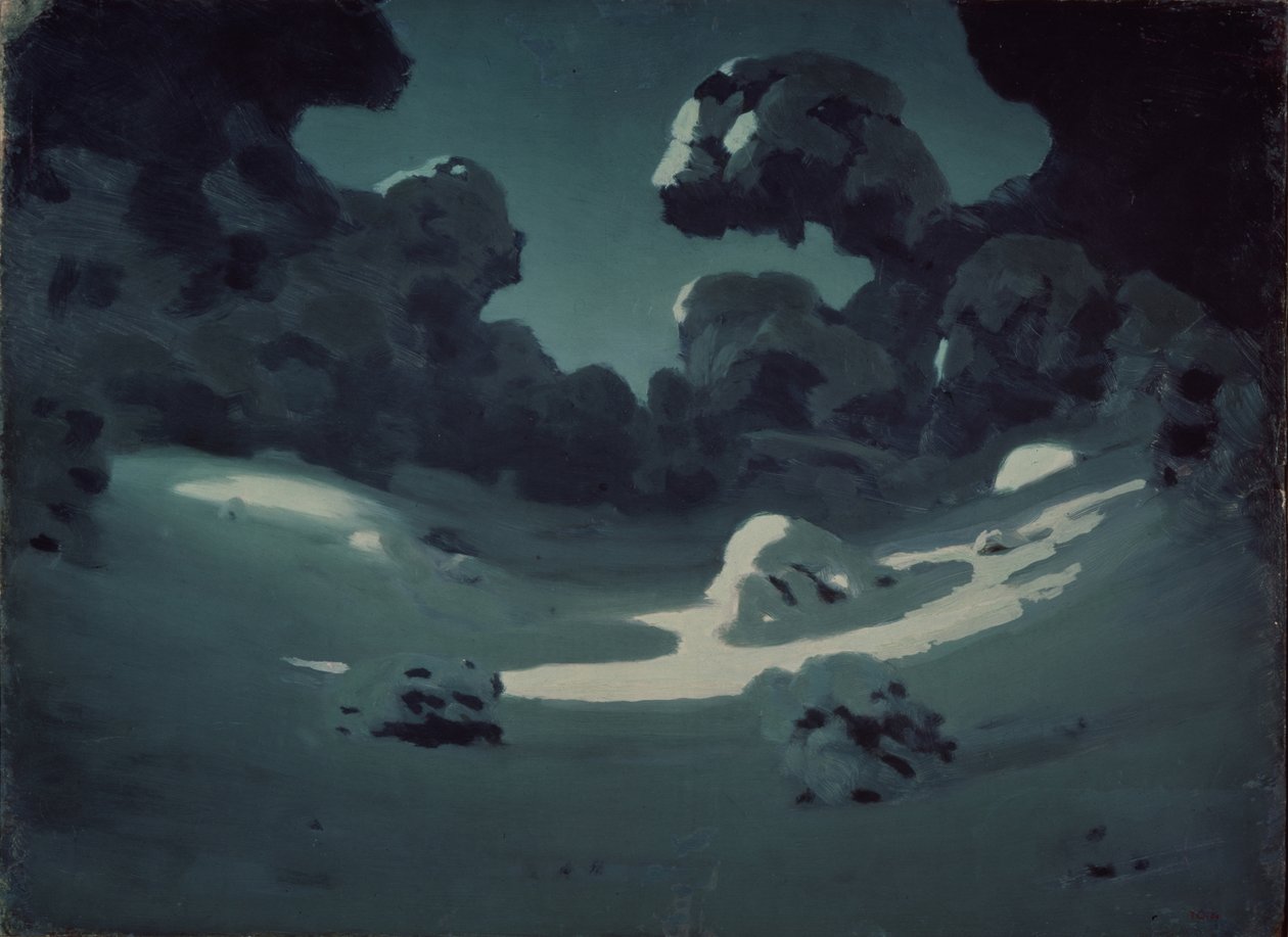 树林里的月光斑点。 1898-1908年冬季 作者 阿尔希普·伊万诺维奇·库因吉