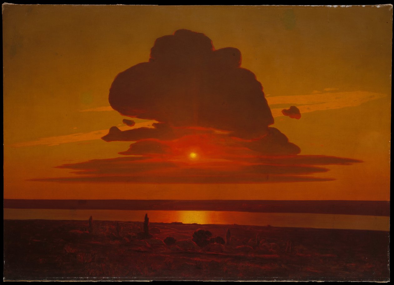 第聂伯河上的红色日落，1905-1908年 作者 阿尔希普·伊万诺维奇·库因吉
