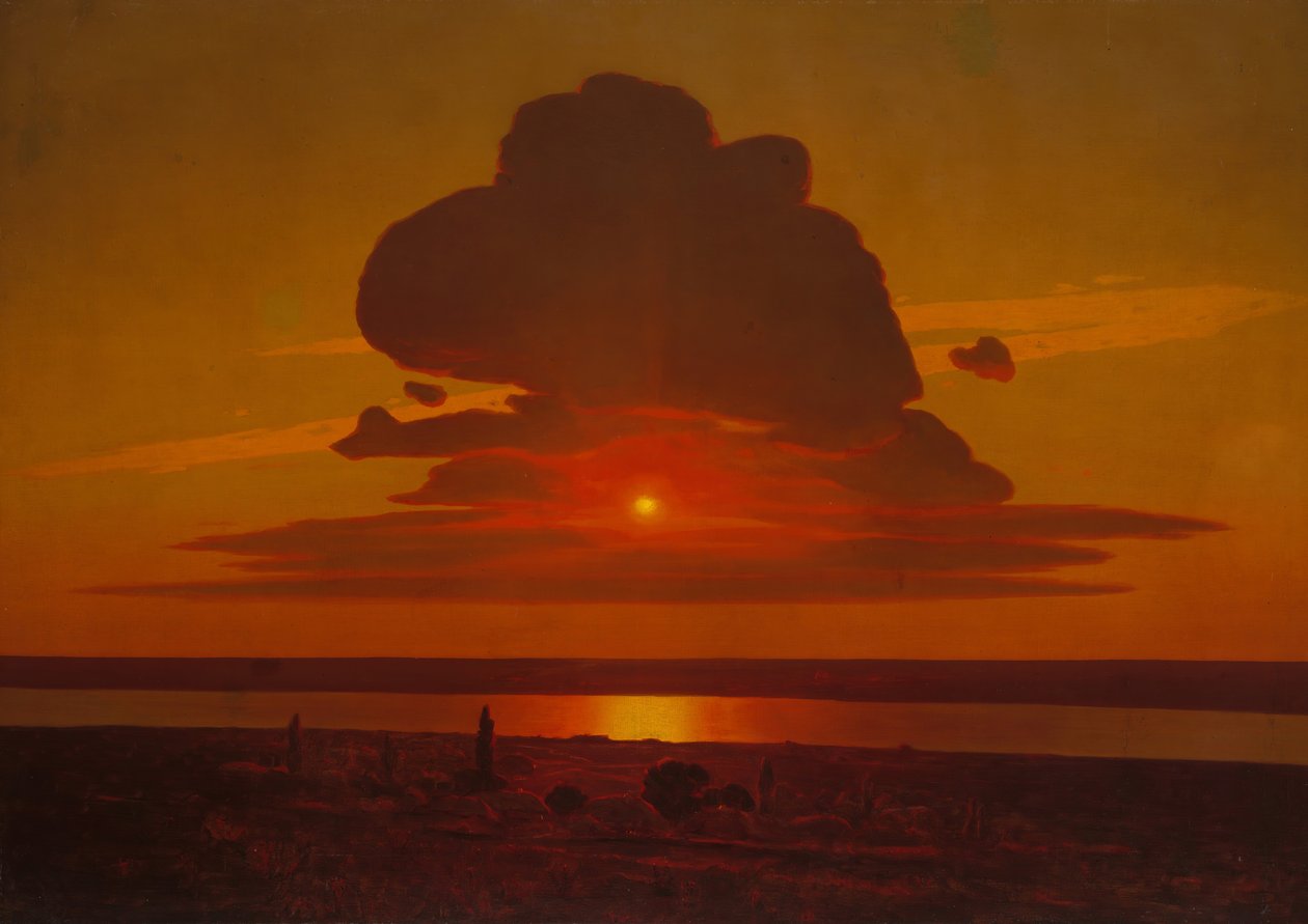 第聂伯河上的红色夕阳，1905-8。 作者 阿尔希普·伊万诺维奇·库因吉