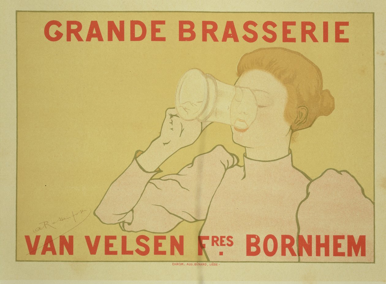 复制宣传&39;Grande Brasserie Van Velsen&39;的海报，1894年 作者 阿曼德·拉森福斯
