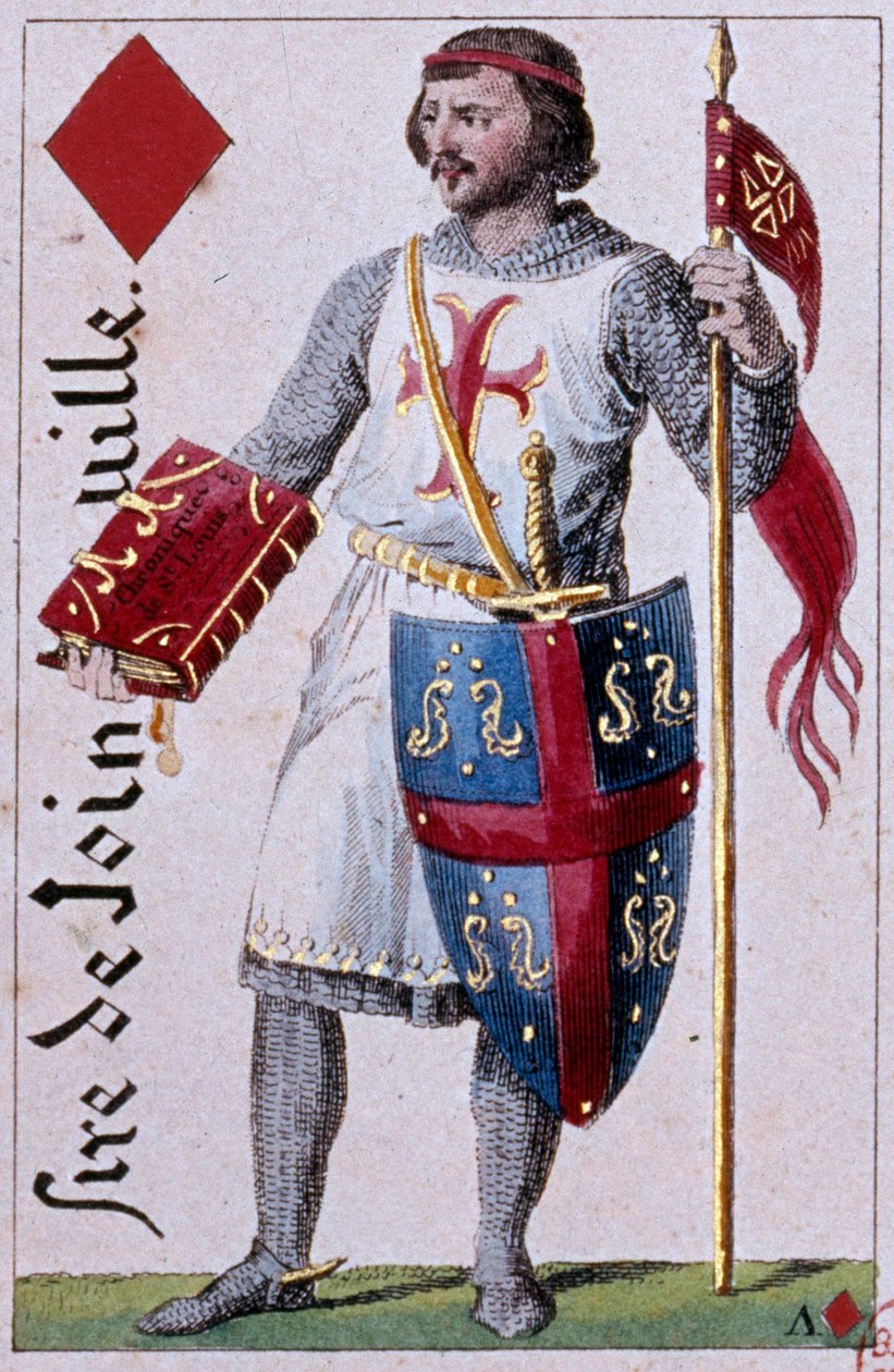 Jean de Joinville (1225-1317) 法国专栏作家朋友和国王路易九世的知己的代表。 Gustave Houbigant (1789-1862) 19 世纪巴黎 B.N. 制作的扑克牌细节 作者 阿曼·古斯塔夫·霍比甘