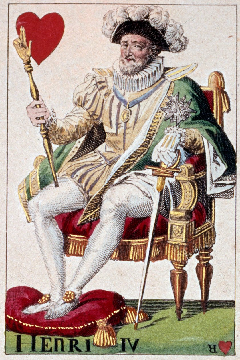 亨利四世 (1553-1610) 的代表。 Gustave Houbigant (1789-1862) 19 世纪巴黎 B.N. 制作的扑克牌细节 作者 阿曼·古斯塔夫·霍比甘