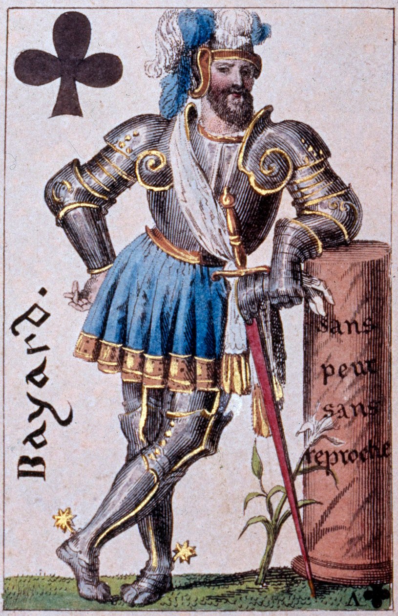 贝亚德领主皮埃尔·泰瑞尔骑士的代表（1476-1524）。 Gustave Houbigant (1789-1862) 19 世纪巴黎 B.N. 制作的扑克牌细节 作者 阿曼·古斯塔夫·霍比甘