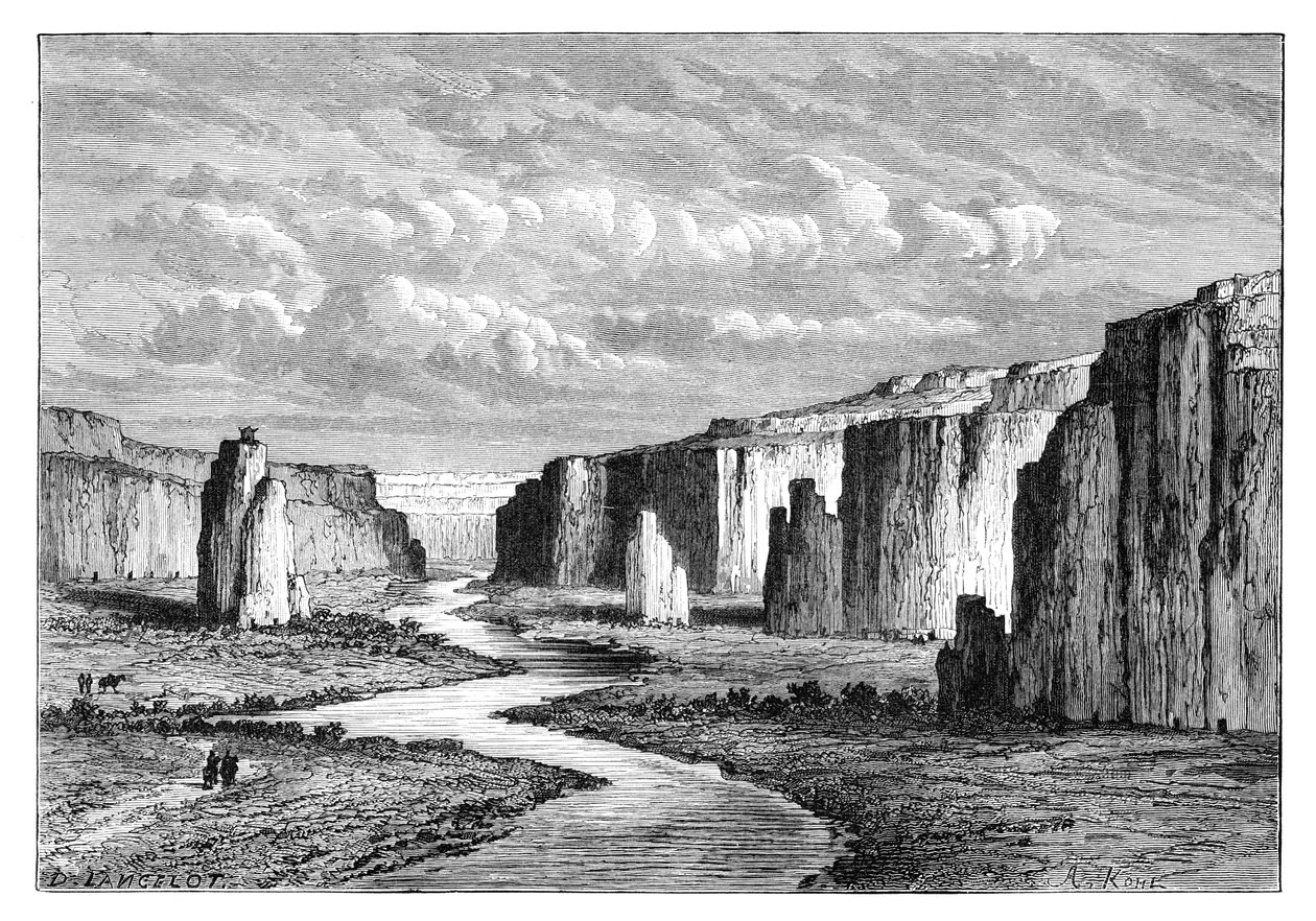 1895年，山西太原市以北的黄土地上的悬崖。 作者 阿曼·科尔（Armand Kohl）