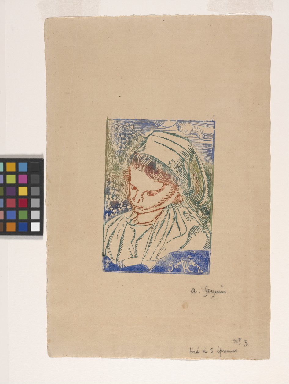 Bretonne De Pont-Aven（来自蓬阿文的布列塔尼女人）（木刻版画，带à la poupée着色） 作者 阿曼·塞金（ArmandSéguin）