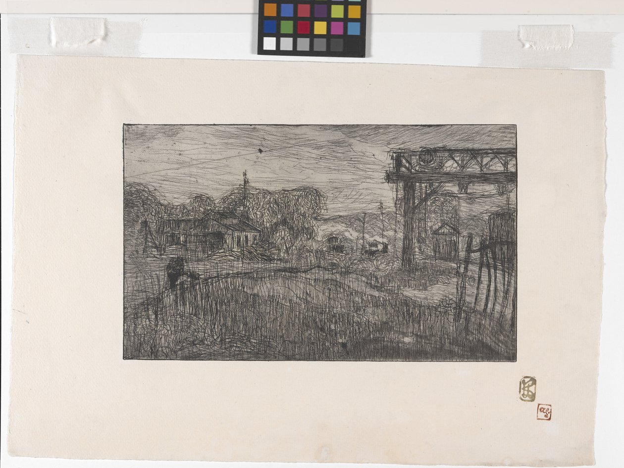 La Gare De Valmondois（瓦尔蒙多瓦火车站）（蚀刻版画和轮盘赌） 作者 阿曼·塞金（ArmandSéguin）