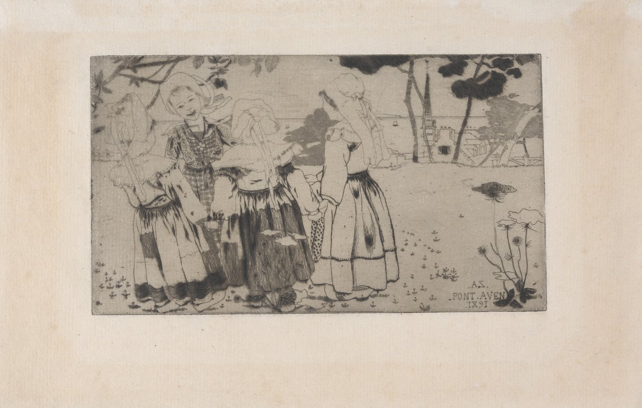 La Ronde de Pont-Aven（蓬阿旺之舞），1891 年（蚀刻版画、水印版画和干点版画） 作者 阿曼·塞金（ArmandSéguin）