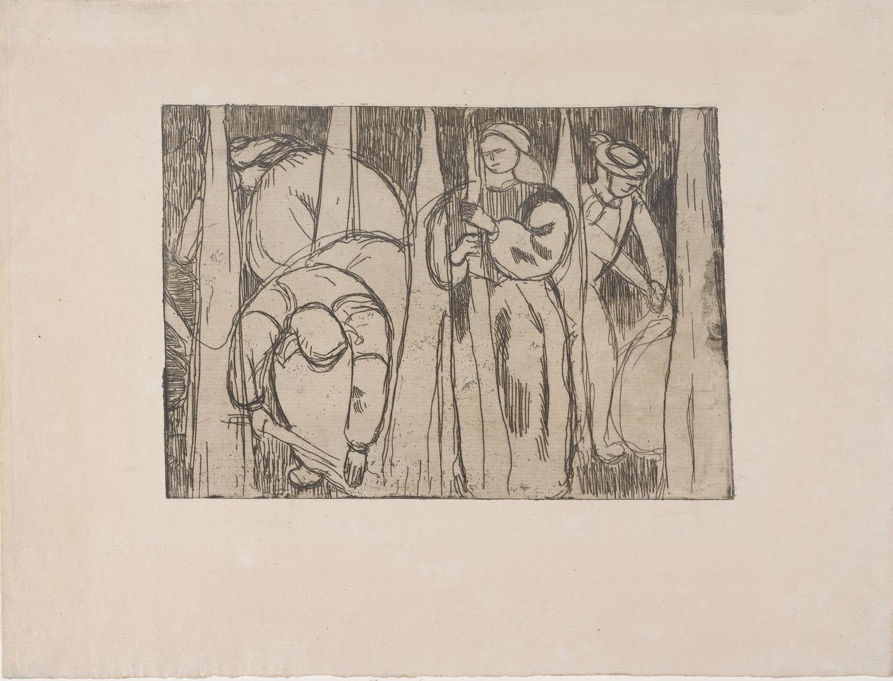 Les Rouisseuses（采亚麻的人）1893 年（蚀刻版画） 作者 阿曼·塞金（ArmandSéguin）