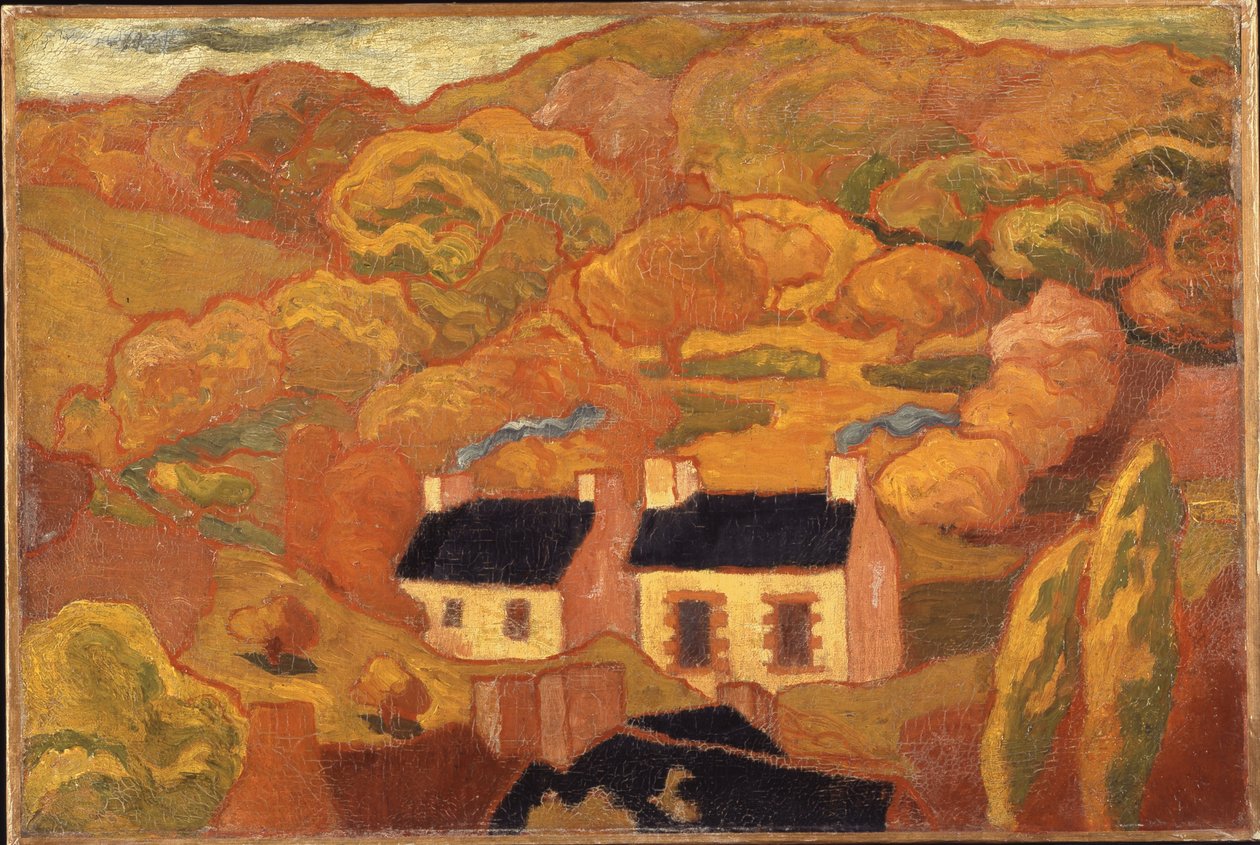 两间茅草屋（Les deux chaumieres）c.1893-94（布面油画） 作者 阿曼·塞金（ArmandSéguin）
