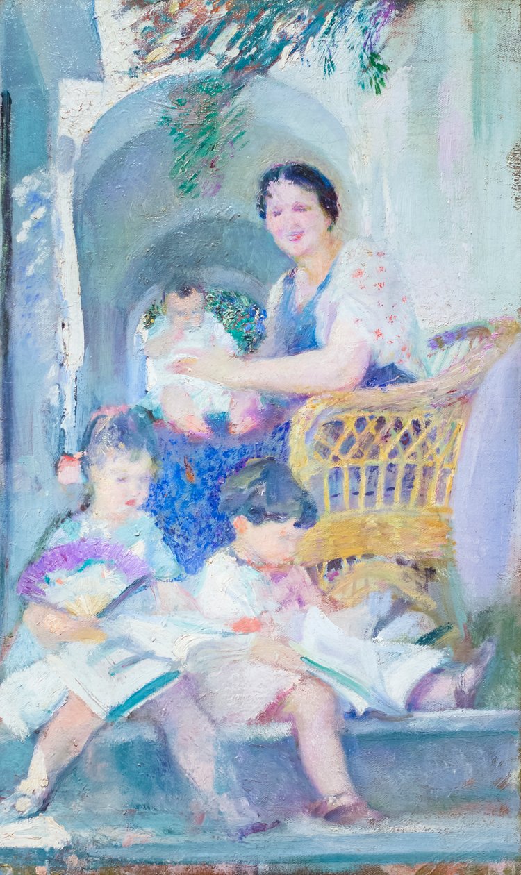 拱门下的家庭 作者 阿曼多·斯帕迪尼（Armando Spadini）