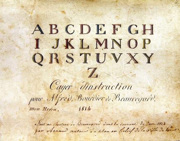 封面，"1814年法国字母书"，由查尔斯-普朗特美术公司出版。 作者 Arnaud de Beauregard