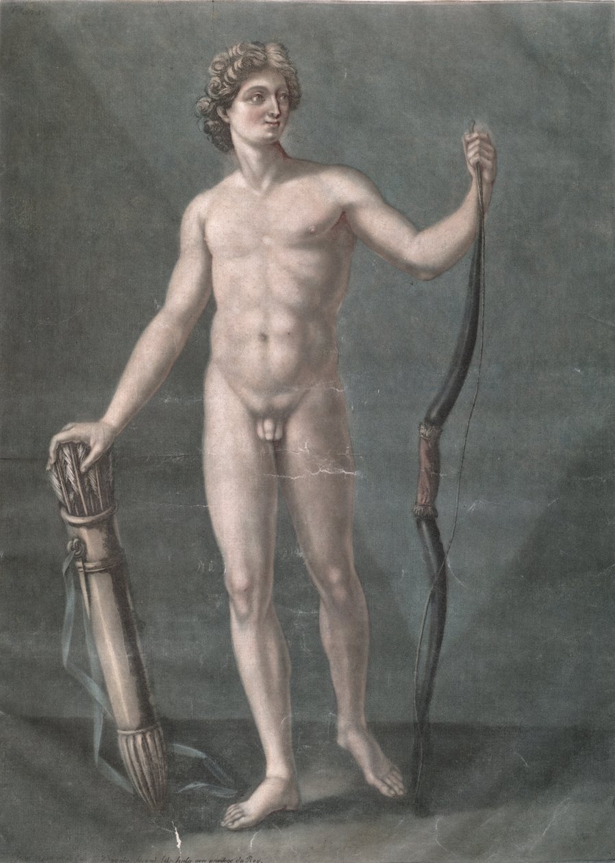 阿波罗，理想的解剖学（mezzotint） 作者 Arnauld Eloi Gautier D'Agoty