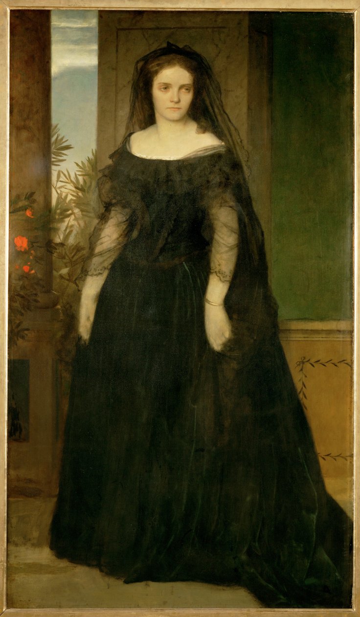 Bildnis der Schauspielerin Fanny Janauschek - 女演员 Fanny Janauschek 的肖像...（布面油画） 作者 阿诺德·伯克林