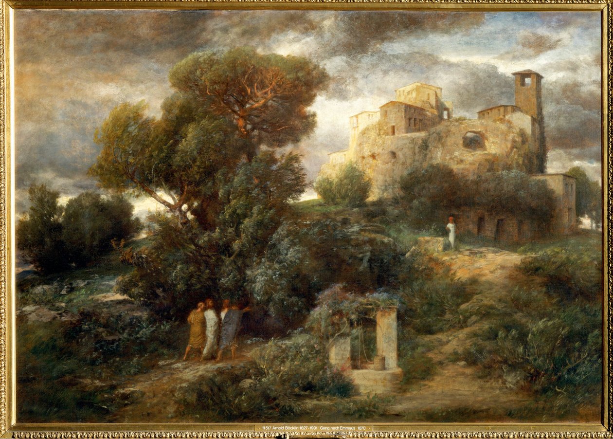 Die Pilger auf dem Weg nach Emmaus - 朝圣者在前往以马忤斯的路上......（布面油画） 作者 阿诺德·伯克林