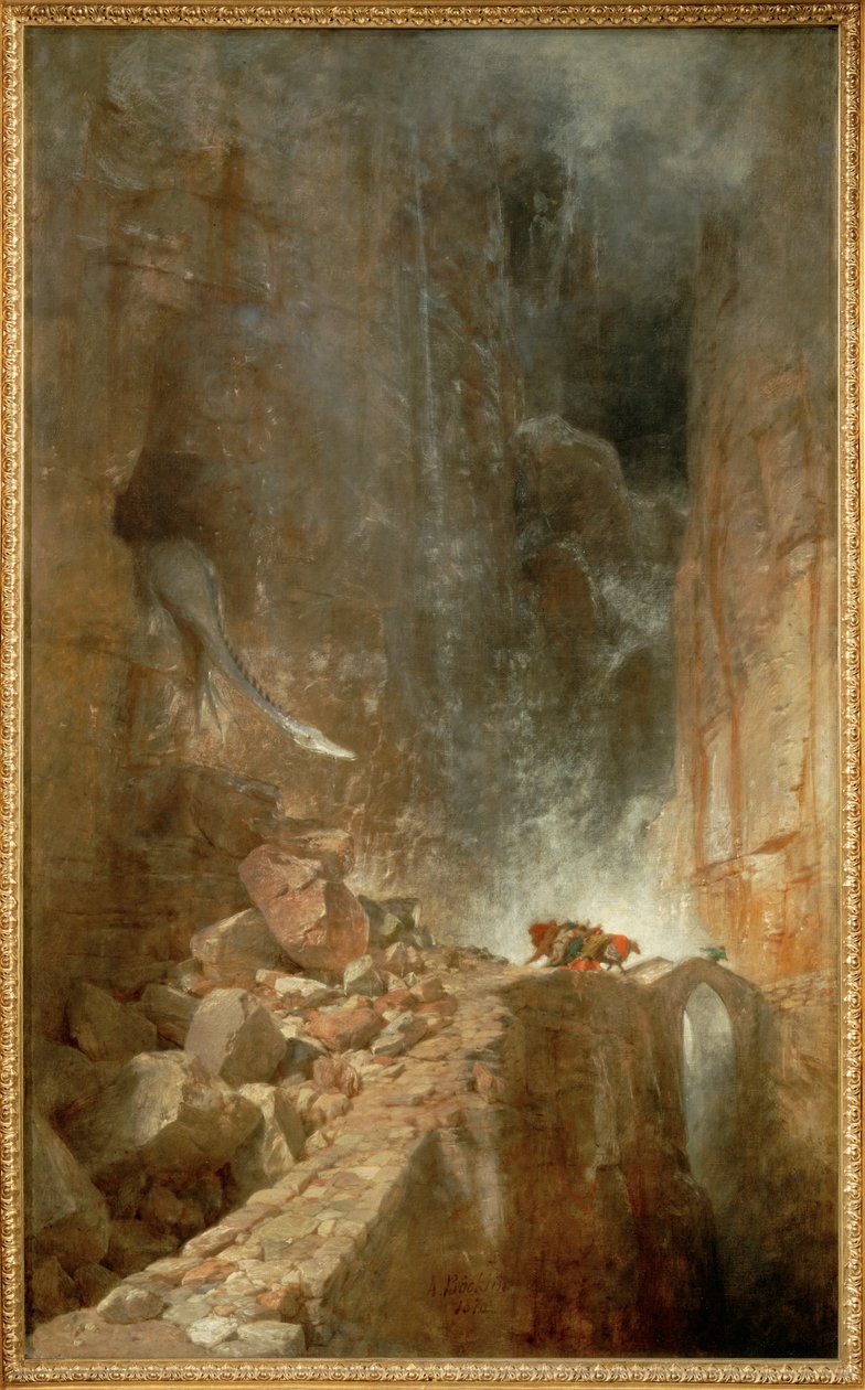 Ein Drache in einer Felsenschlucht - 岩石峡谷中的龙......（布面油画） 作者 阿诺德·伯克林