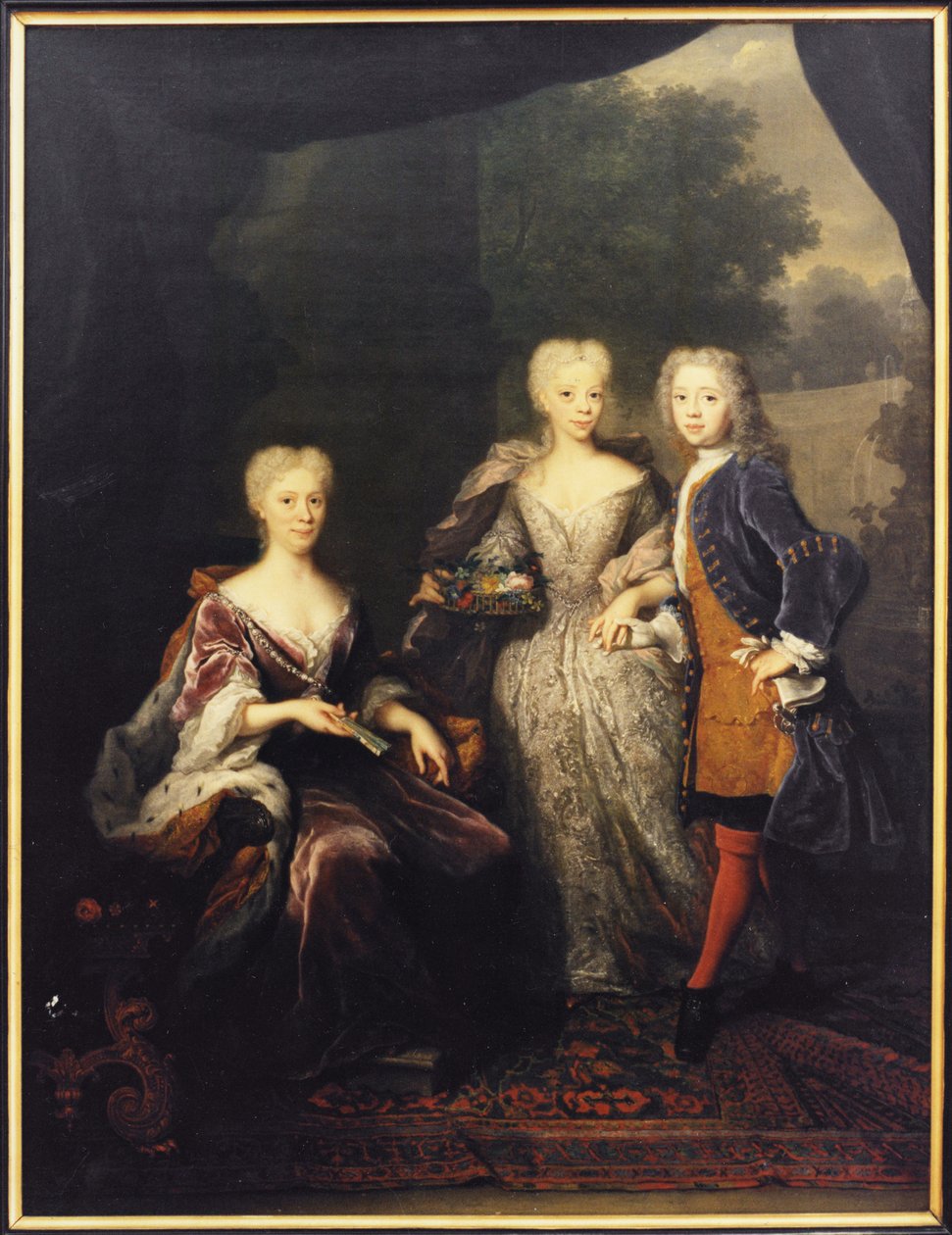 Marie Louise de Hesse Cassel，奥兰治公主和她的孩子们，奥兰治拿骚的埃梅莉 (1710-1777) 和奥兰治·拿骚的纪尧姆四世 (1711-1751) - 黑森-卡塞尔的玛丽路易丝 (1688-1765)，奥兰治公主, 带着孩子, 布南, 阿诺德, 作者 阿诺德·布南