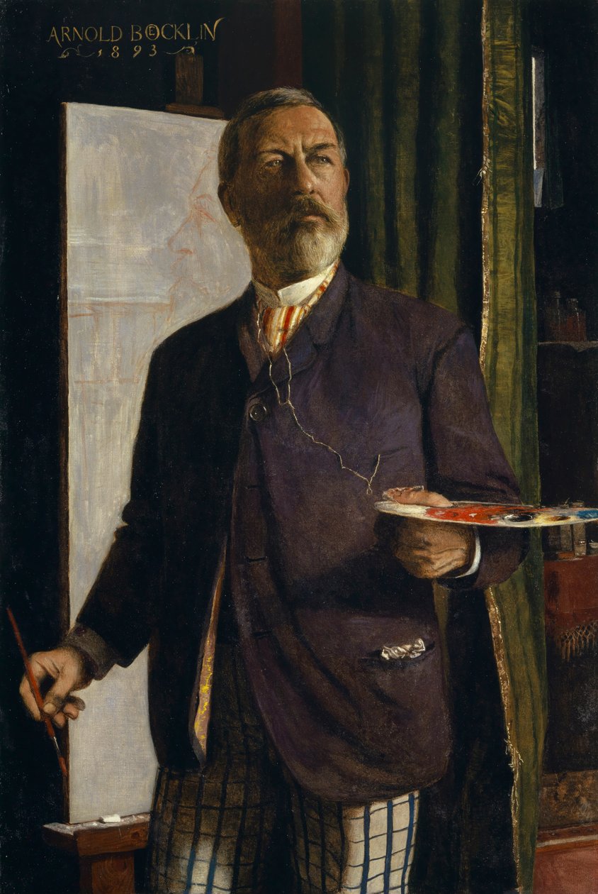 工作室里的自画像，1893年。 作者 阿诺德·伯克林