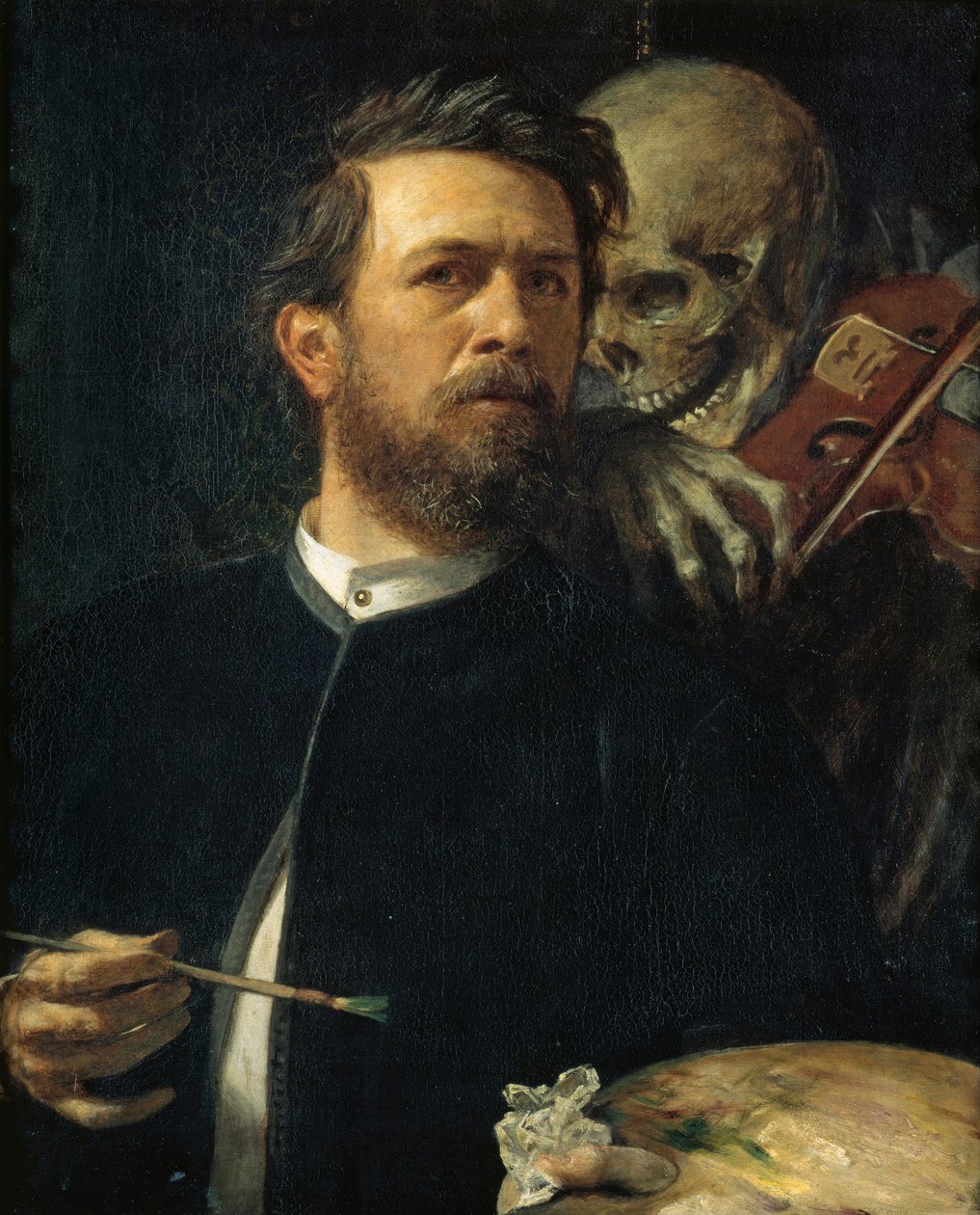 自画像与死亡演奏小提琴，1872年 作者 阿诺德·伯克林