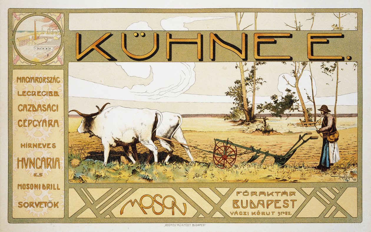 复制海报广告Kuhnee农业制造商，1899年 作者 Arpad Basch