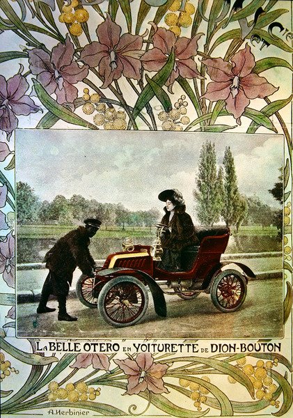 La Belle Otero驾驶De Dion-Bouton汽车，c.1900 作者 阿森·赫比尼耶