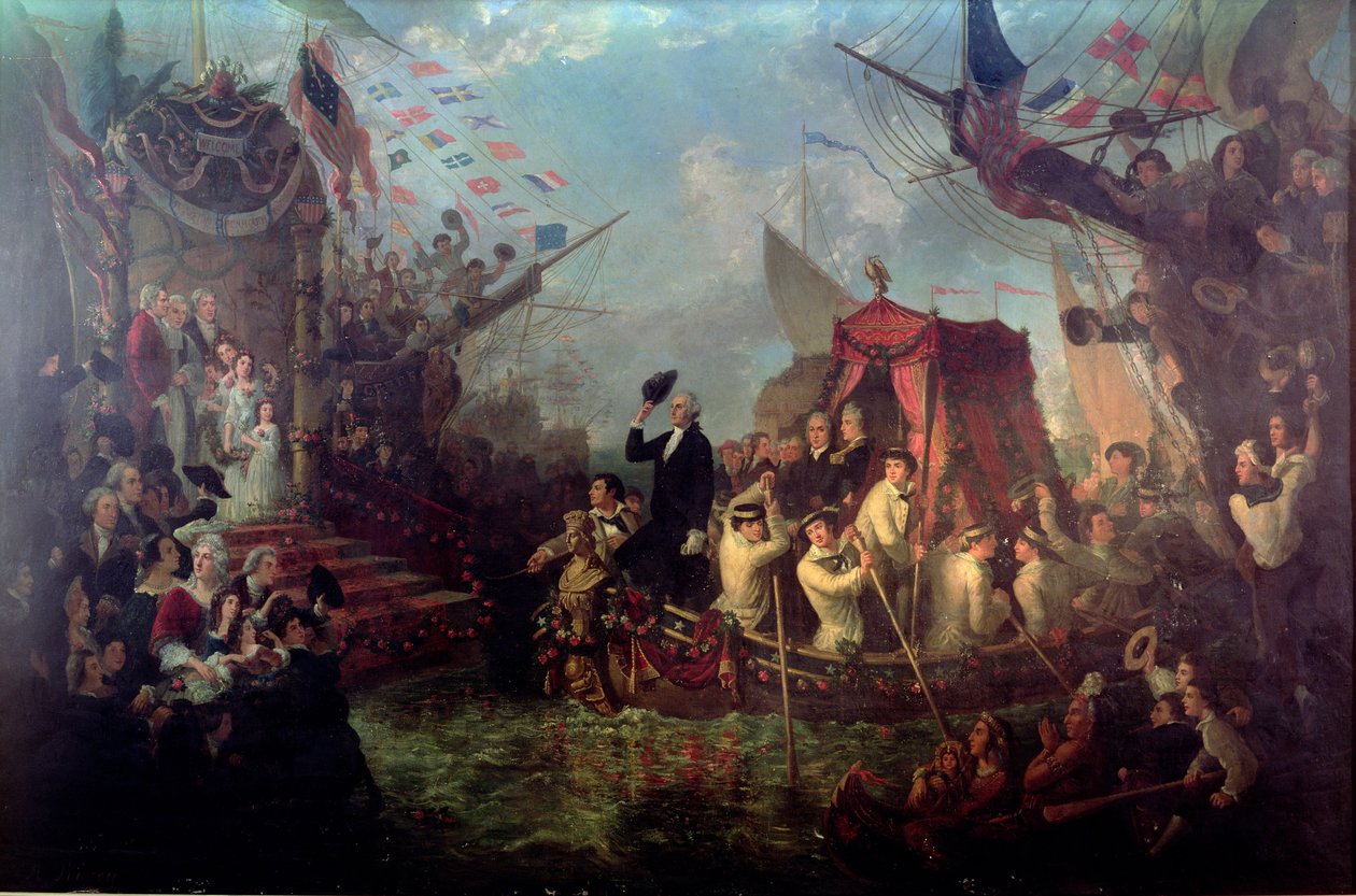 乔治华盛顿于1789年4月30日抵达纽约市 作者 Arsene Hippolyte Rivey
