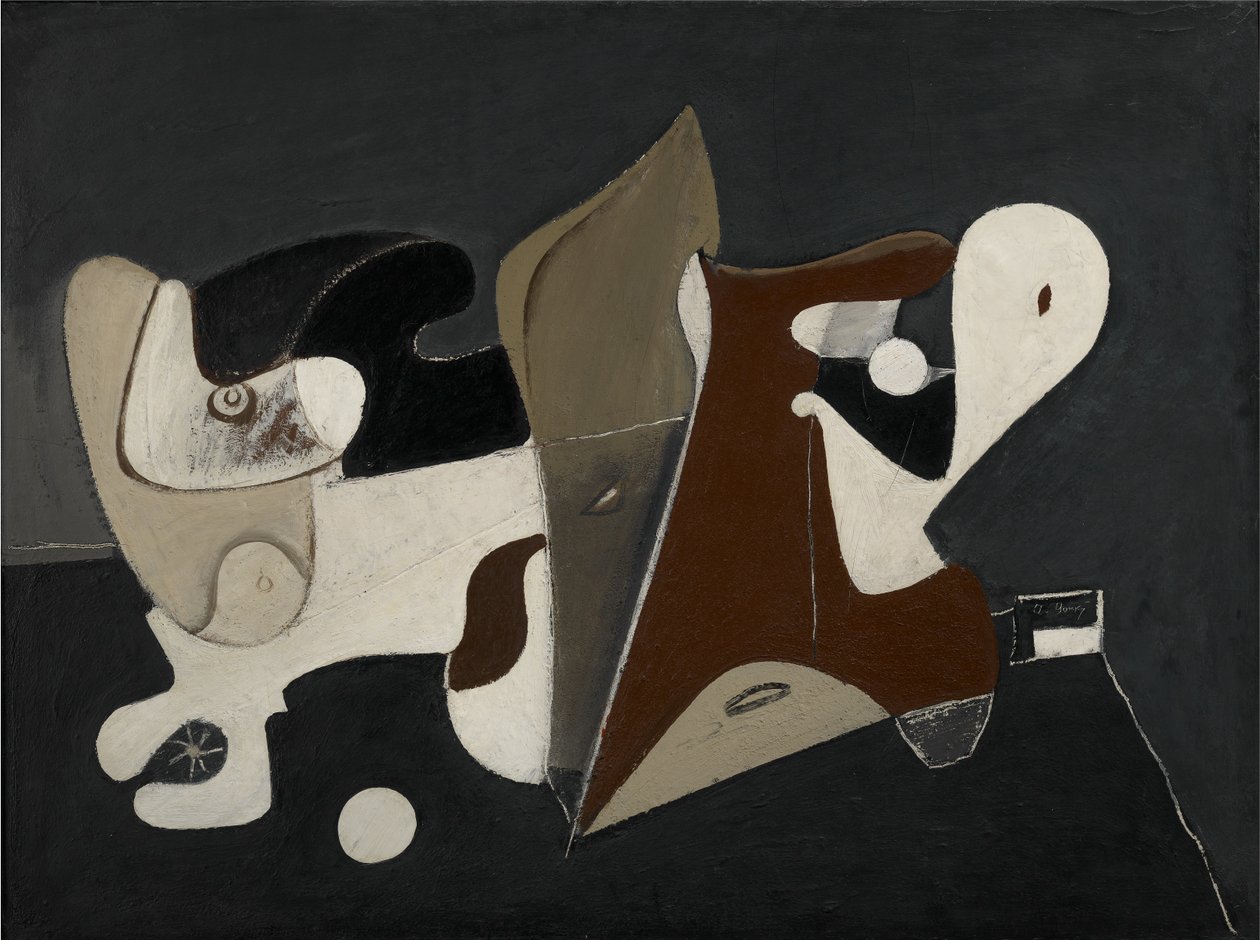 夜色、谜团和乡愁，约 1933-34 年（油画，镶嵌在画板上） 作者 Arshile高尔基