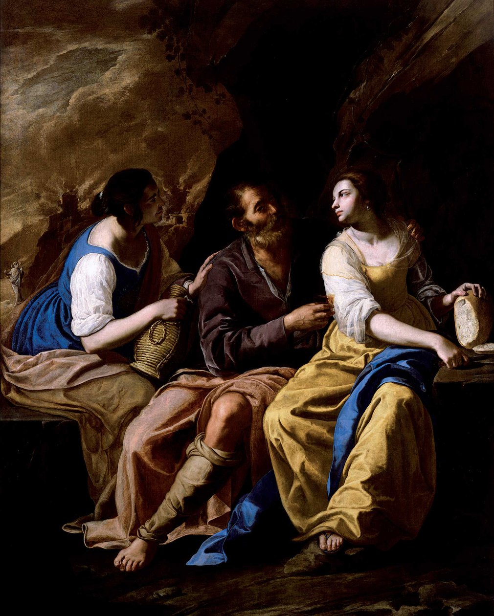罗得和他的女儿们，约1635-1637。 作者 蒿（Artemisia Gentileschi）