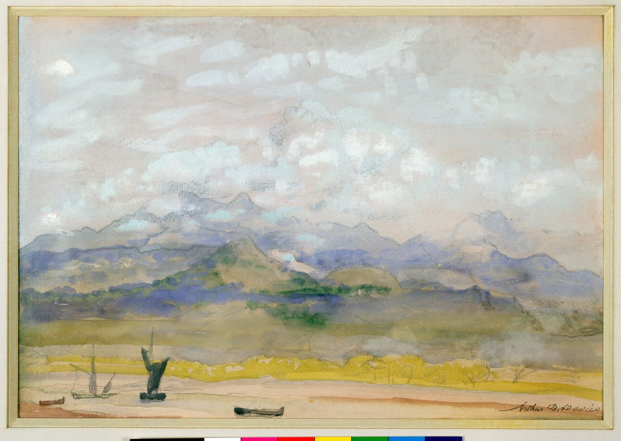 浪漫的风景（纸上的水粉，水粉和铅笔） 作者 亚瑟·鲍恩·戴维斯