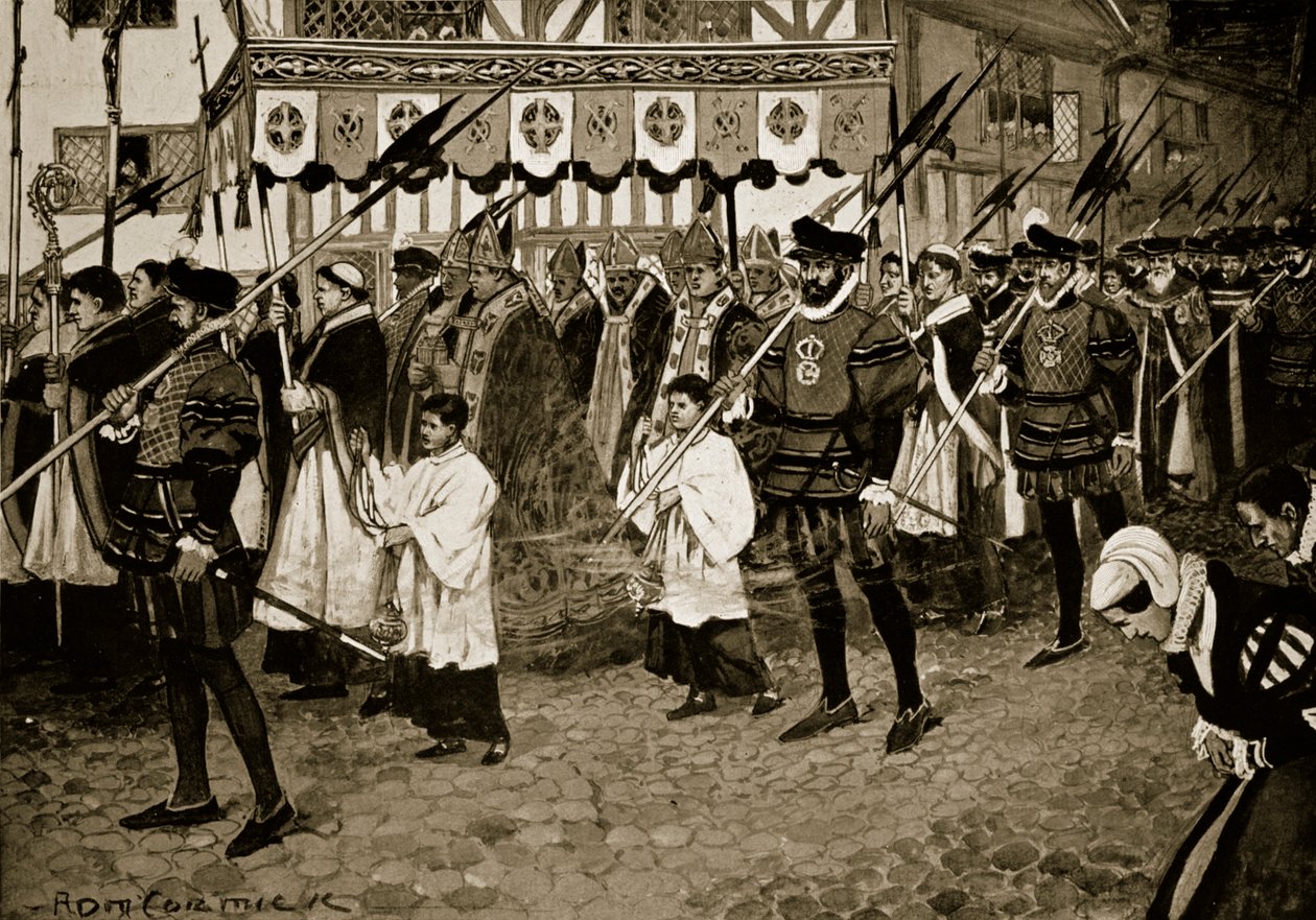 圣保禄的领主和公共游行，来自哈钦森的“英国国家的故事”，c.1920 作者 亚瑟·大卫·麦考密克