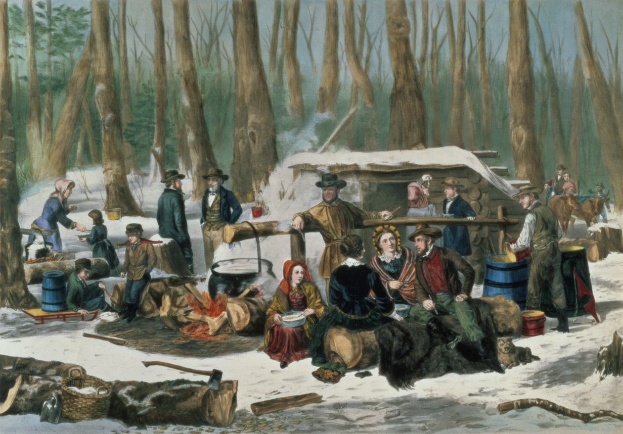 美国森林场景，由Nathaniel Currier（1813-1888）1856年刻 作者 阿瑟·菲茨威廉·泰特