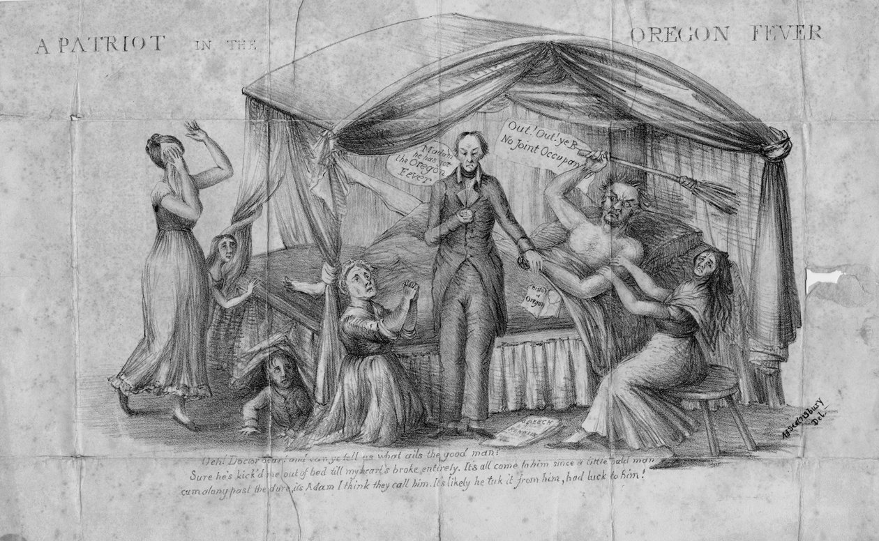 俄勒冈州的一名爱国者，发表于华盛顿，1844年 作者 亚瑟·J·斯坦斯伯里