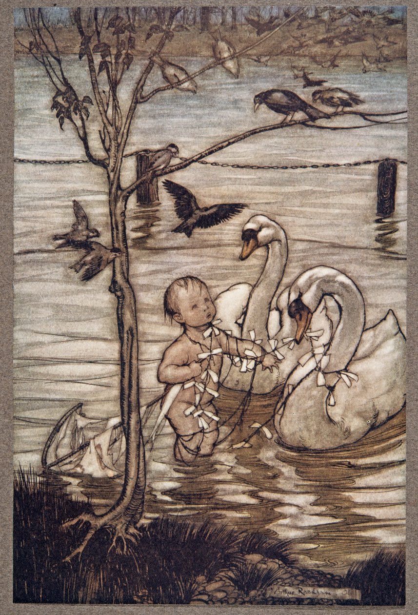 在此之后，这些鸟儿说他们将不再帮助他疯狂的企业......，来自JM Barrie（1860  -  1937）在肯辛顿花园的Peter Pan酒吧。 1906年 作者 亚瑟·拉克汉姆（Arthur Rackham）