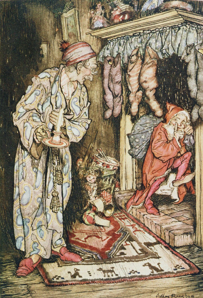 圣诞节插图，来自1931年克莱门特·摩尔的“圣诞前夜” 作者 亚瑟·拉克汉姆（Arthur Rackham）