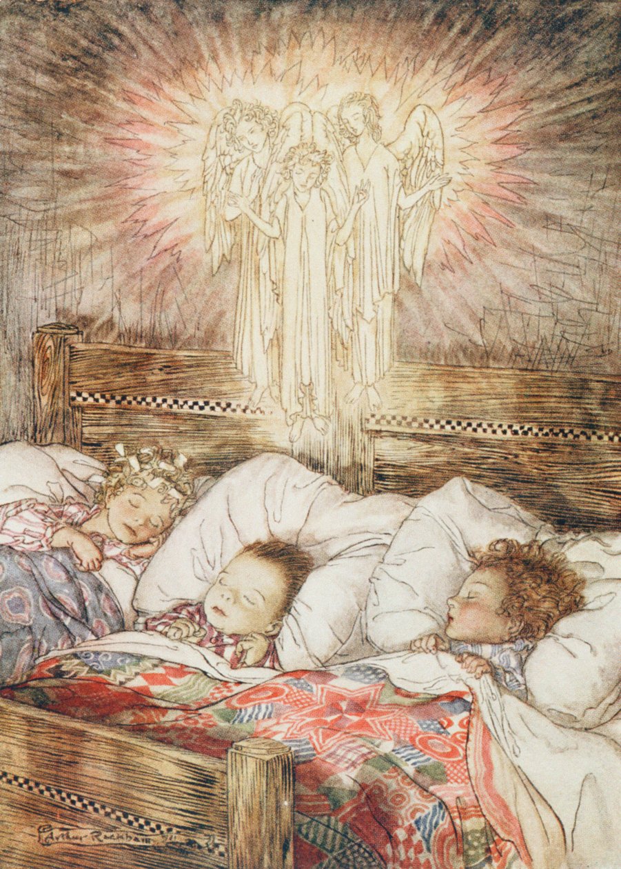 圣诞节插图，来自Clement Clarke Moore的“圣诞节前夜”，1931年 作者 亚瑟·拉克汉姆（Arthur Rackham）