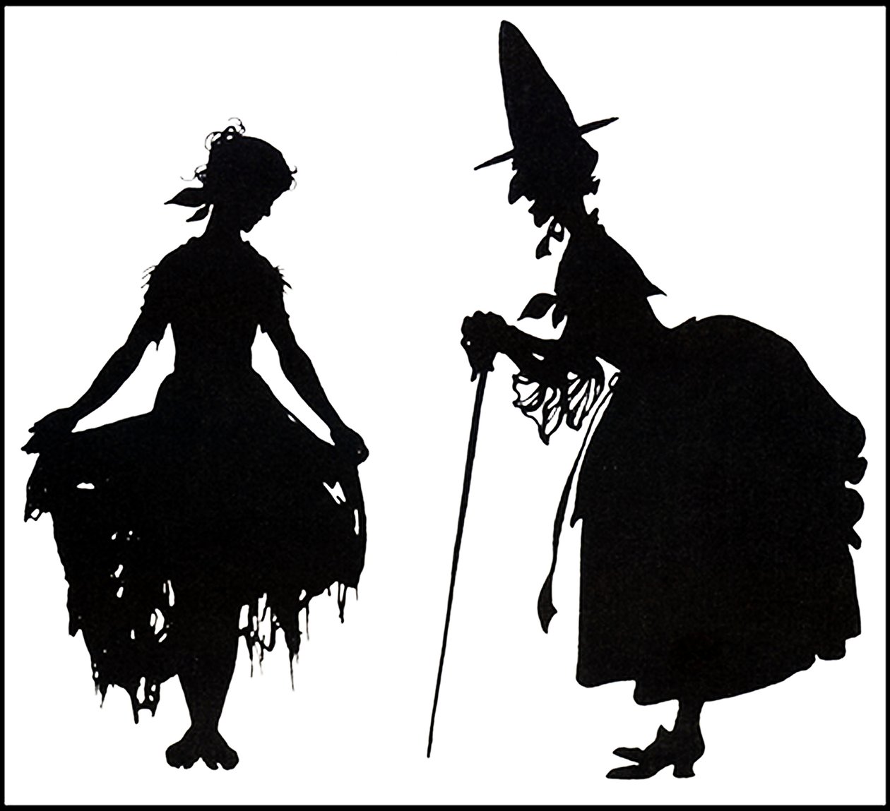 灰姑娘问候她邪恶的继母，1919年 作者 亚瑟·拉克汉姆（Arthur Rackham）