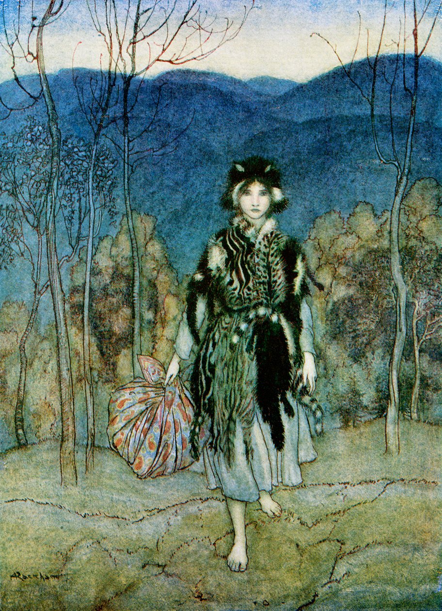 插图故事Catskin，来自FA Steel的英国童话故事，1927年 作者 亚瑟·拉克汉姆（Arthur Rackham）